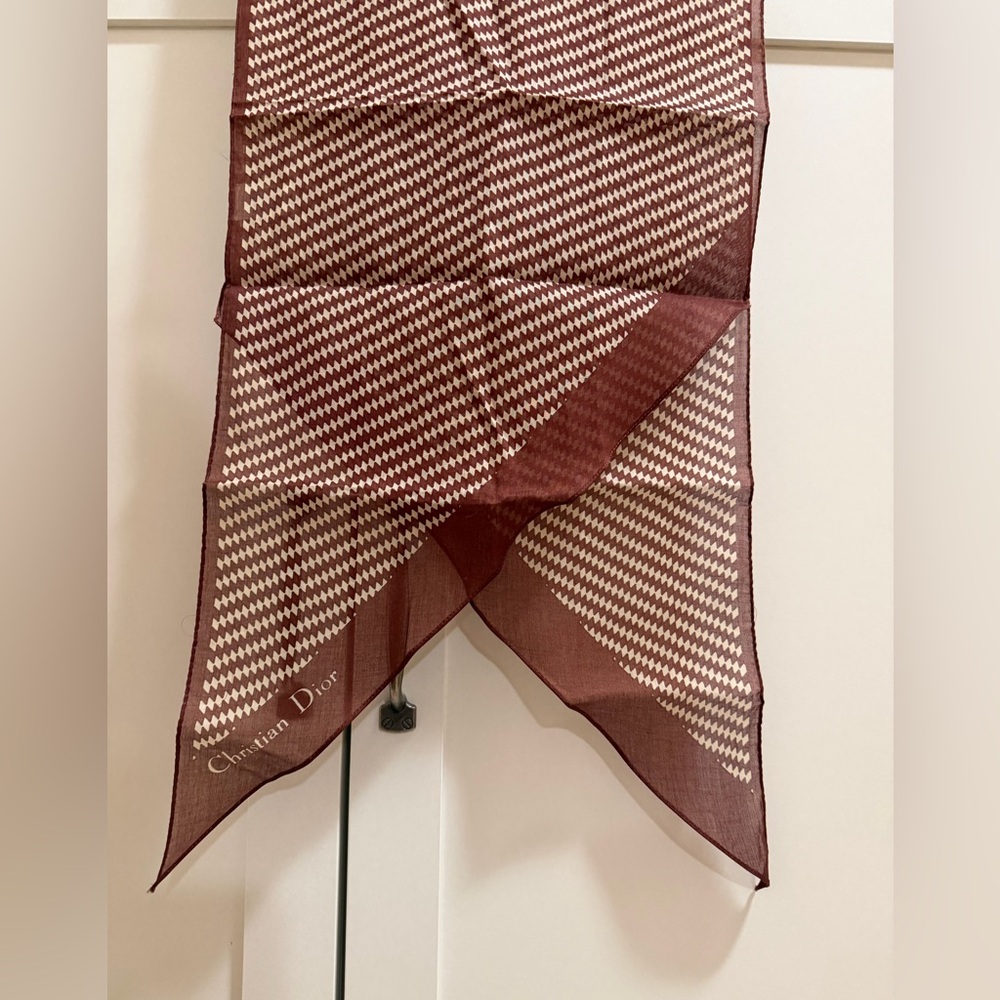 Christian Dior Authentic Brown & Cream Cotton Scarf NWOT